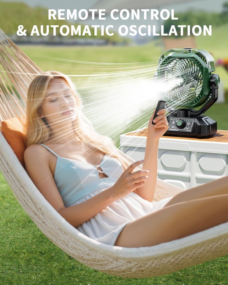 coldSky Portable Misting Fan, 10000mAh Rechargeable Camping Fan with Mist, 360mL Water Tank, 9-19H Runtime, Dual Mist Modes, LED Lights, 8 Speeds Winds for Camgping,Travel, Beach, Golf,Tent, Office - Image 5